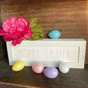 NEW Rae Dunn 🐰 HOPPY EASTER Cute white wood sign